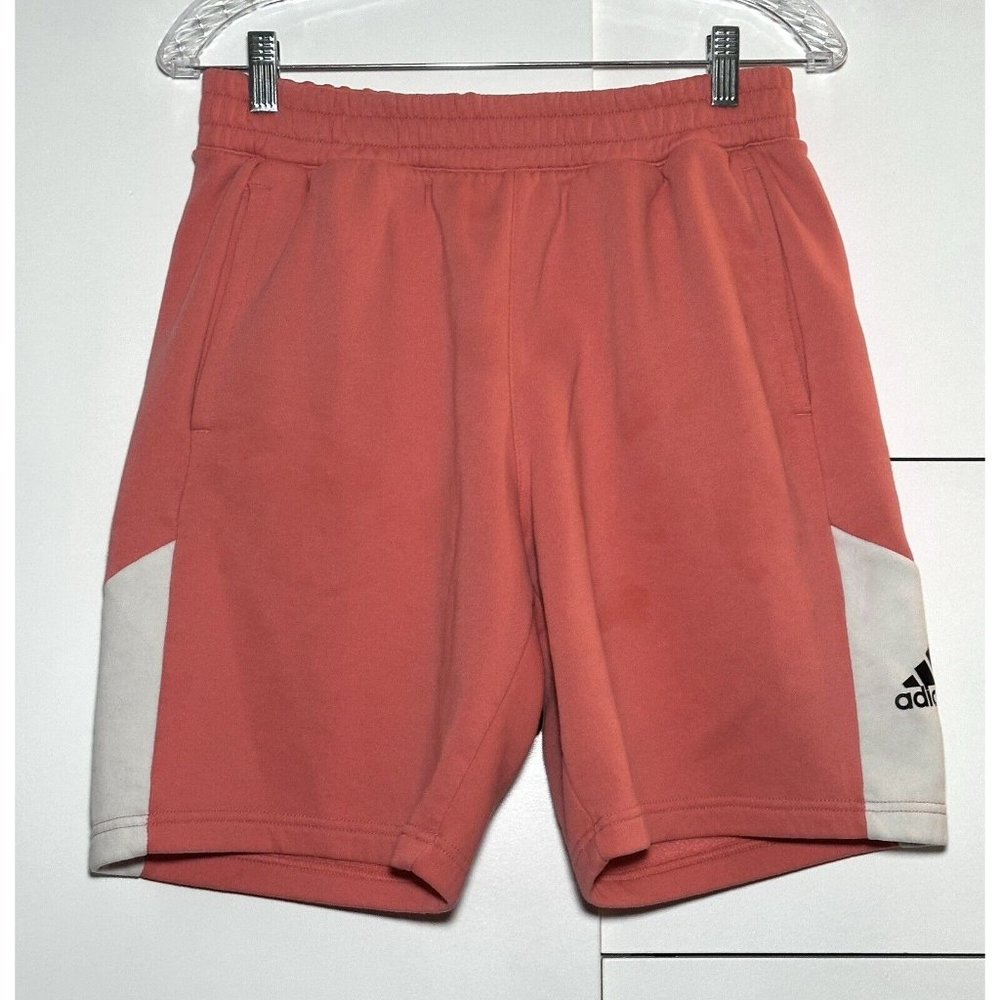 Adidas Mens Coral Pink Sweatpant Sweat Shorts Medium Gym Athleisure Casual